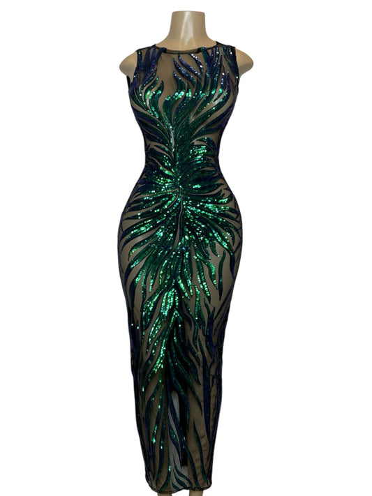 Aerial green midi dress