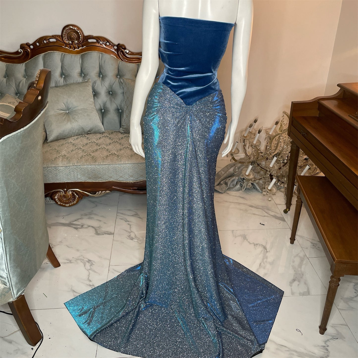 Blue Glitter Gown