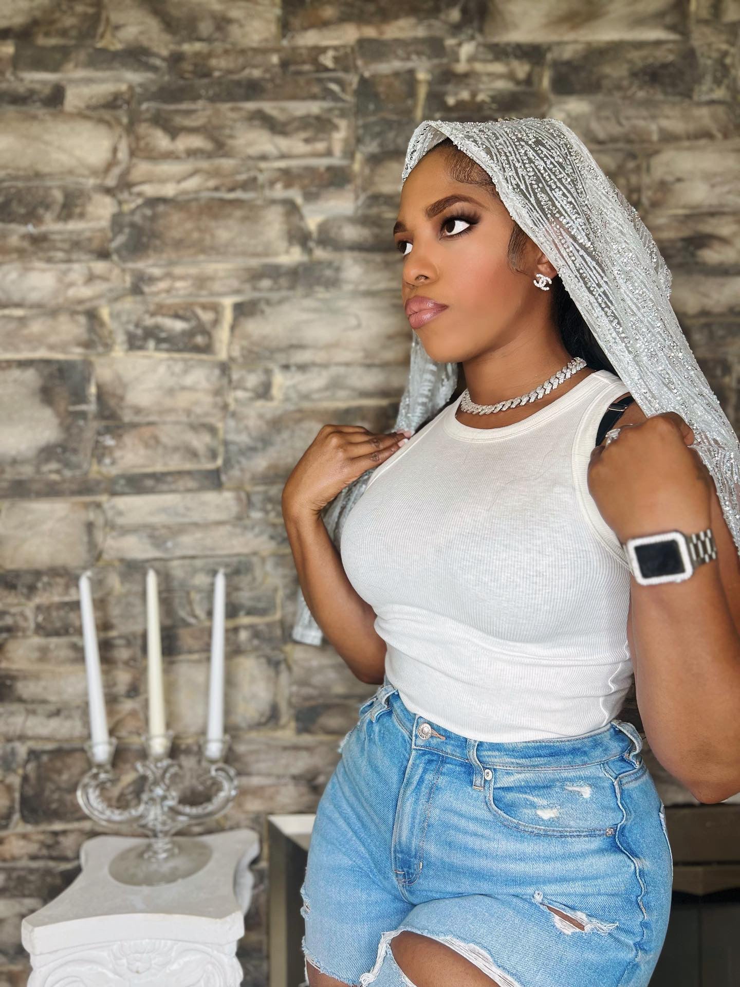 Old glamour head scarf