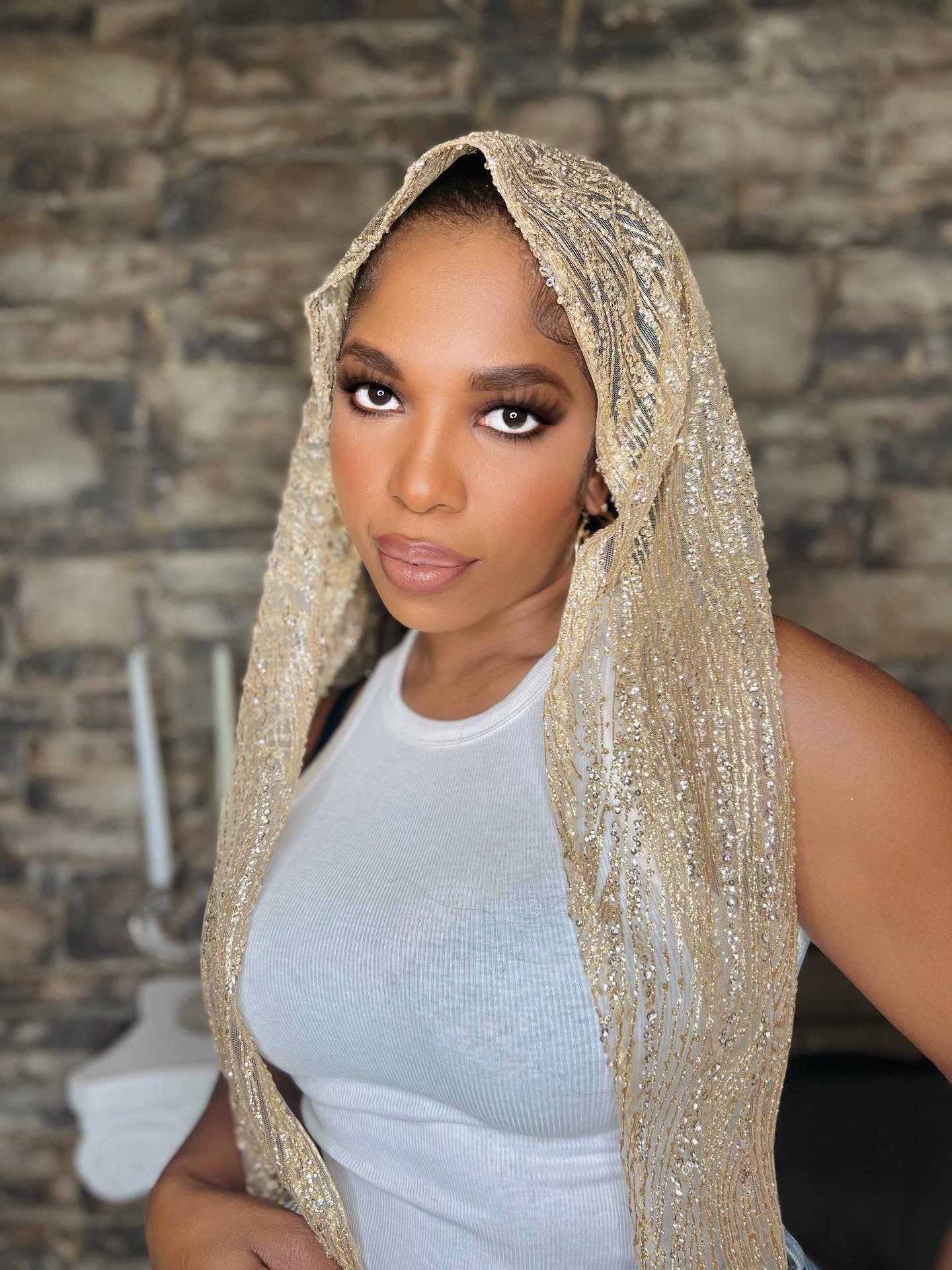 Old glamour head scarf “gold”
