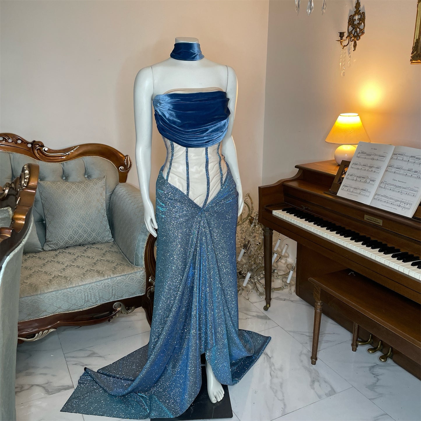 Blue Glitter Gown