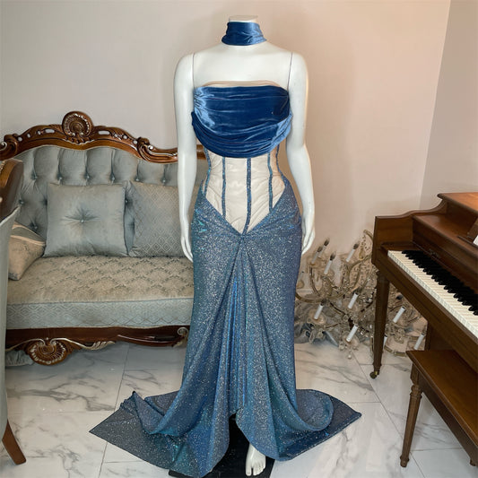 Blue Glitter Gown