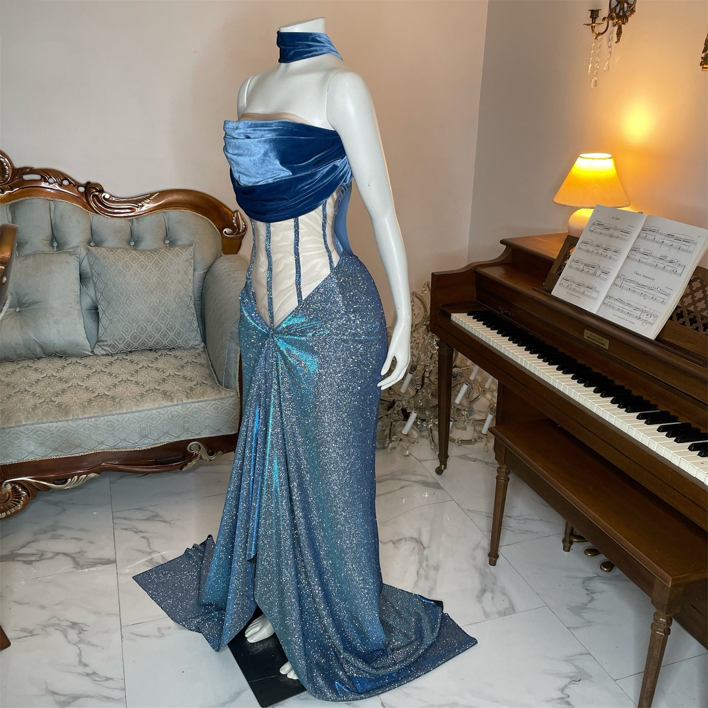 Blue Glitter Gown