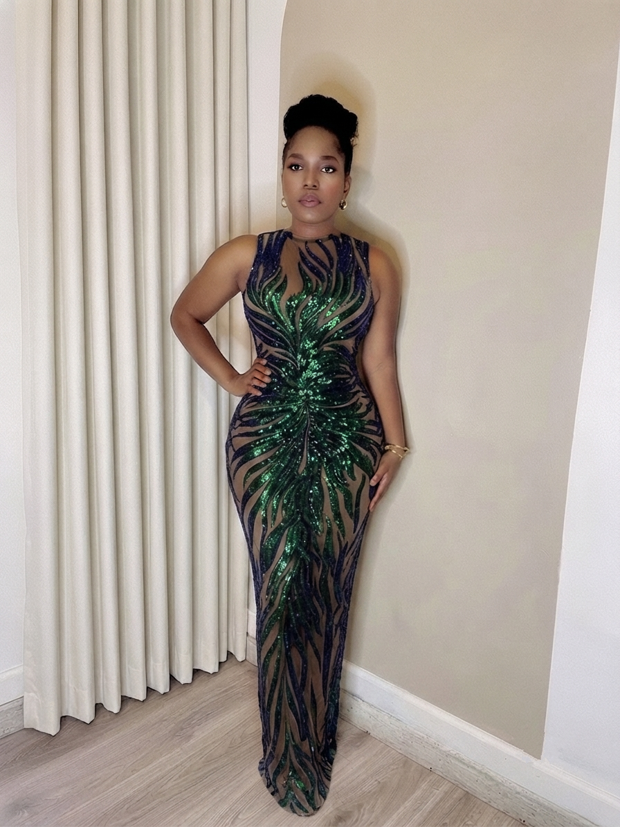 Aerial green midi dress